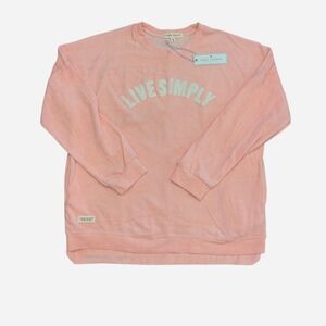 NWT Simply Southern Women's Terry Cloth Long Sleeve Sweatshirt Size XL Pink
